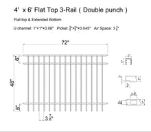 [100 Feet Of Fence] 4' Tall Black Ornamental Aluminum Flat Top Complete Fence Package