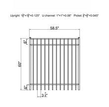 Ornamental Aluminum Flat Top 5' Wide x 5' Tall 3-Rail Gate with 3-7/8" Air Space