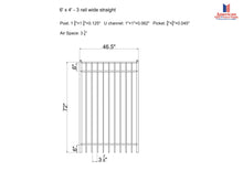 Ornamental Aluminum Flat Top 4' Wide x 6' Tall 3-Rail Gate with 3-7/8" Air Space